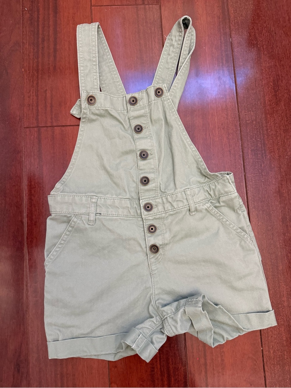 Place Sage Green Button-Front Kids Overalls